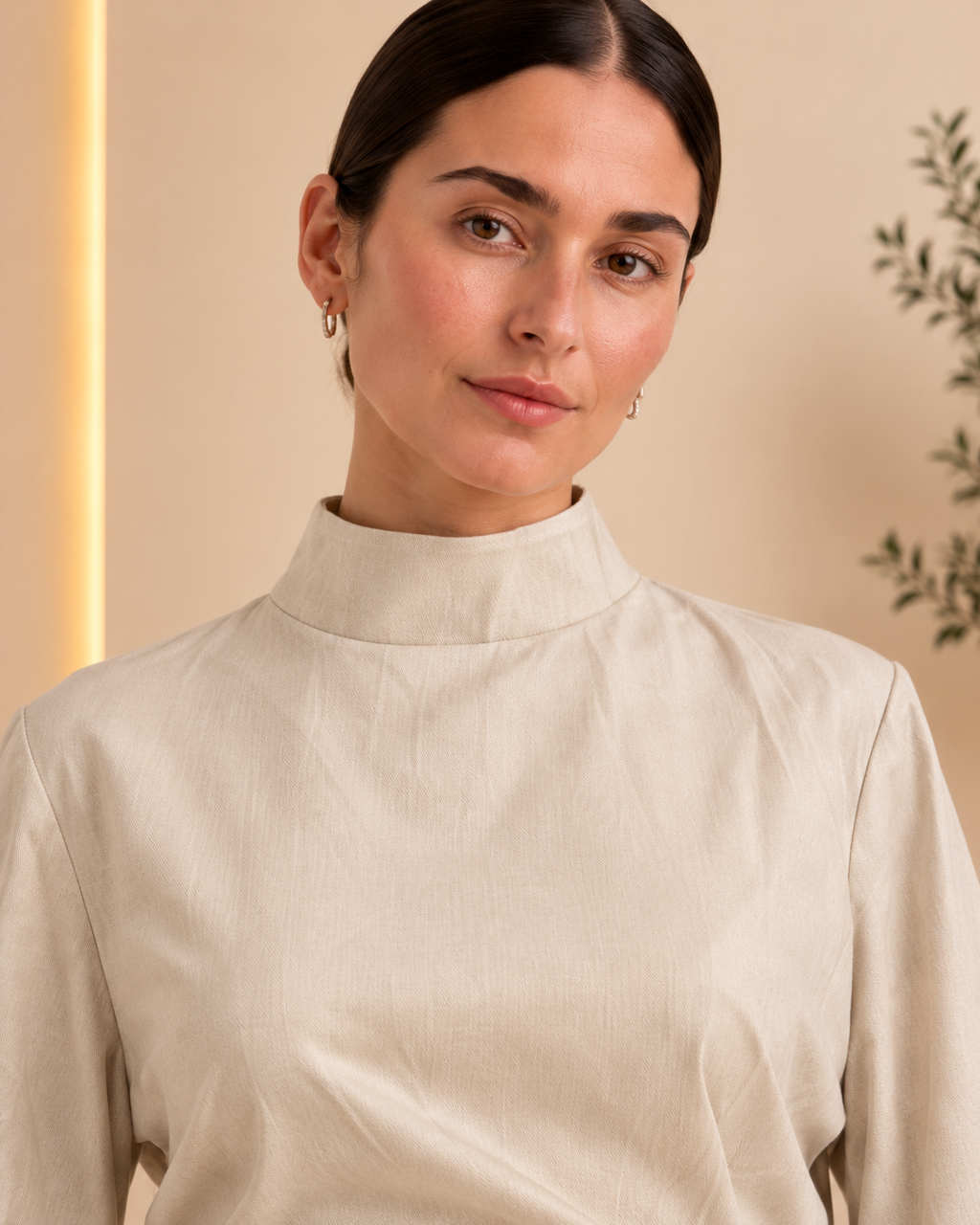 Ivory high neckline detail