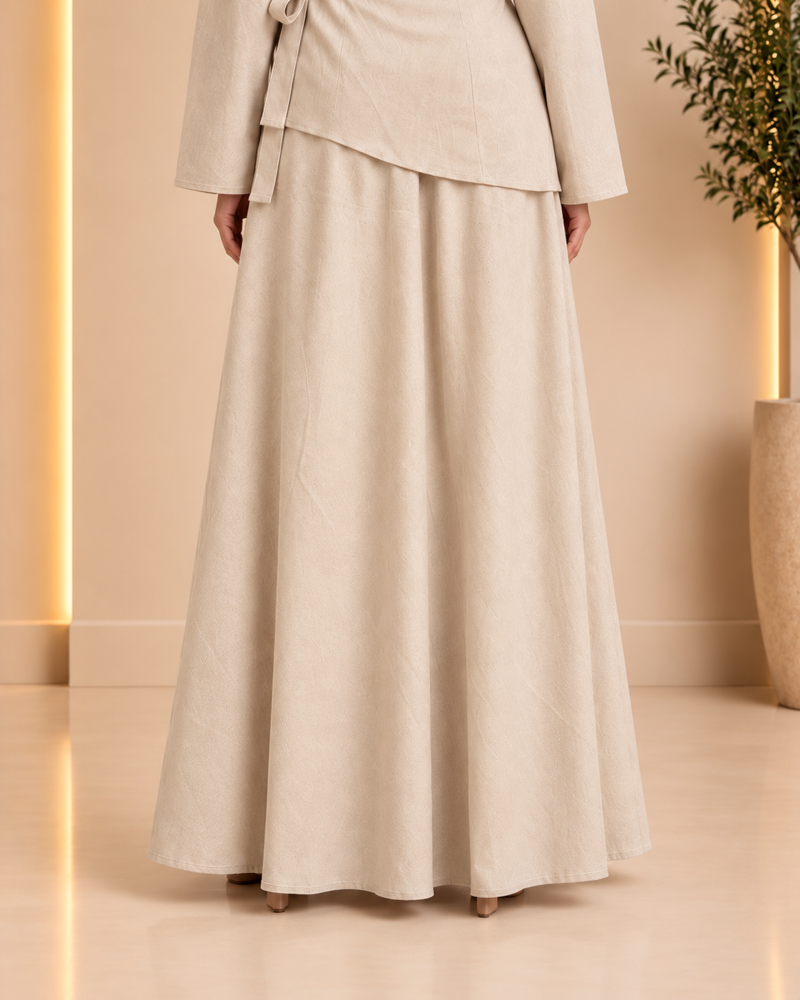 Ivory maxi skirt back detail