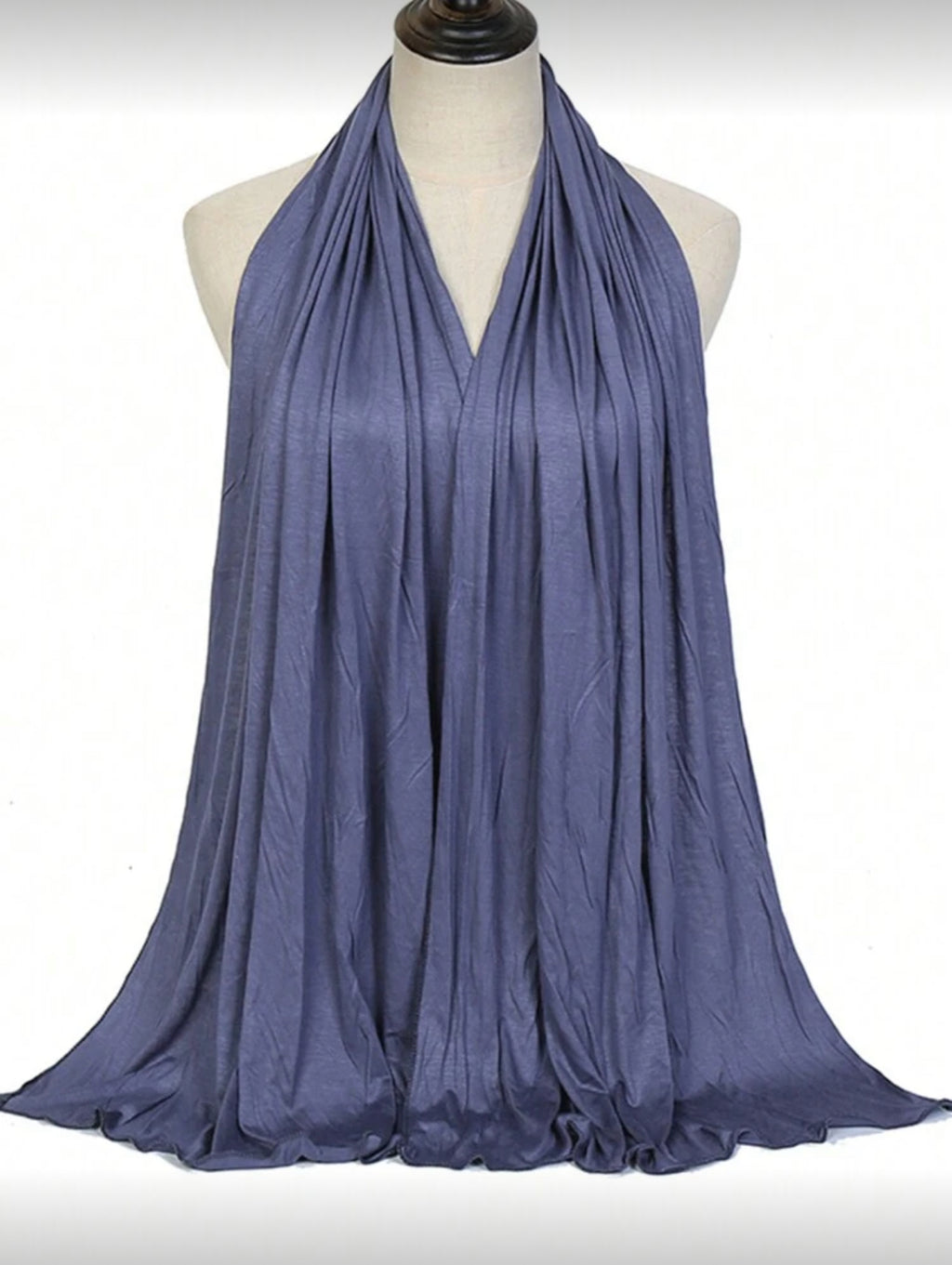 Slate Blue Essential Jersey Hijab on mannequin