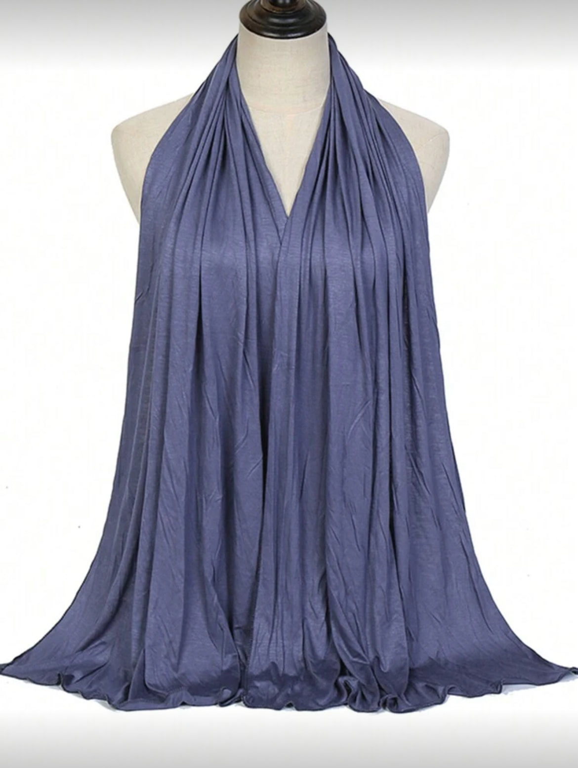 Slate Blue Essential Jersey Hijab on mannequin