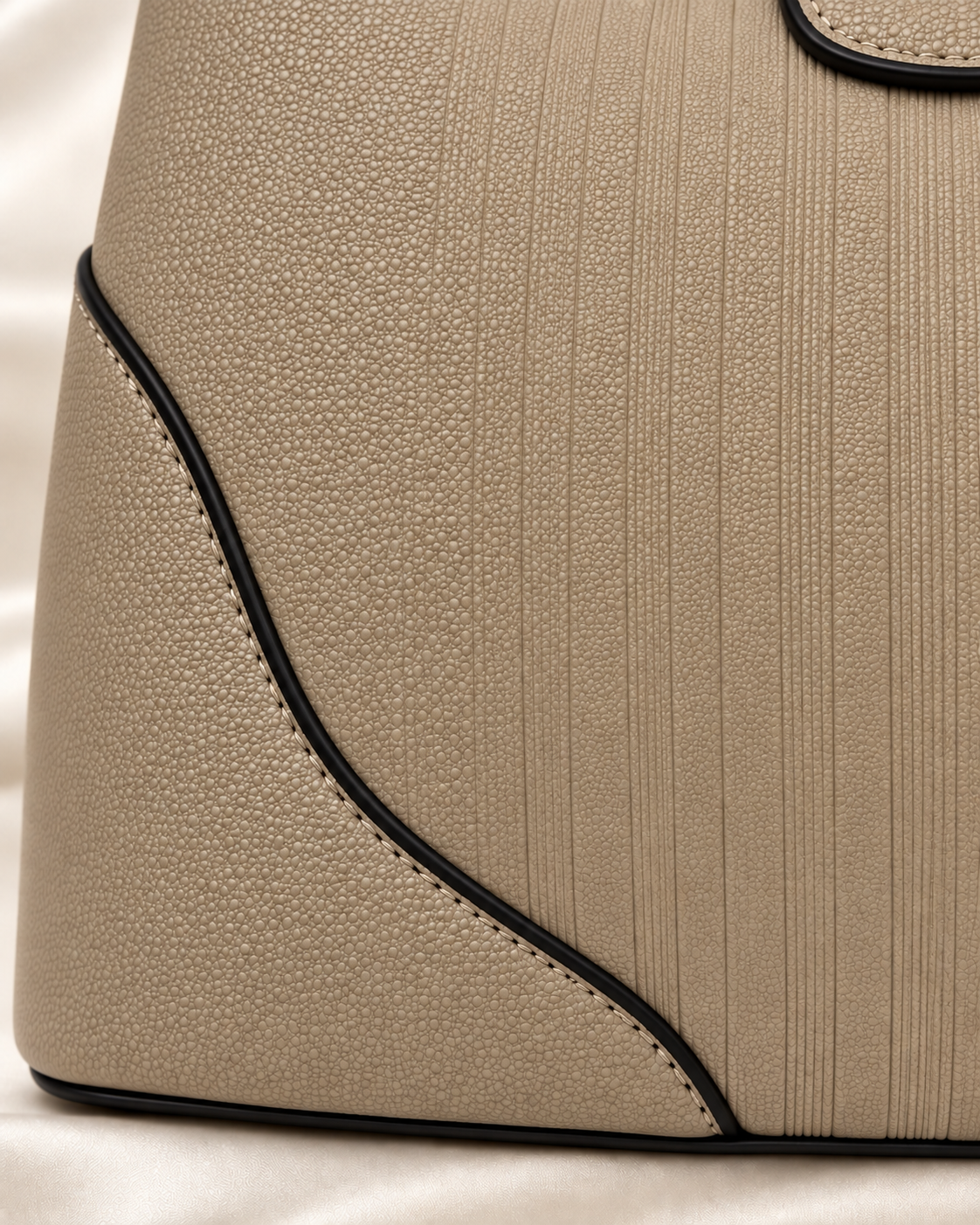 Taupe handbag material texture detail