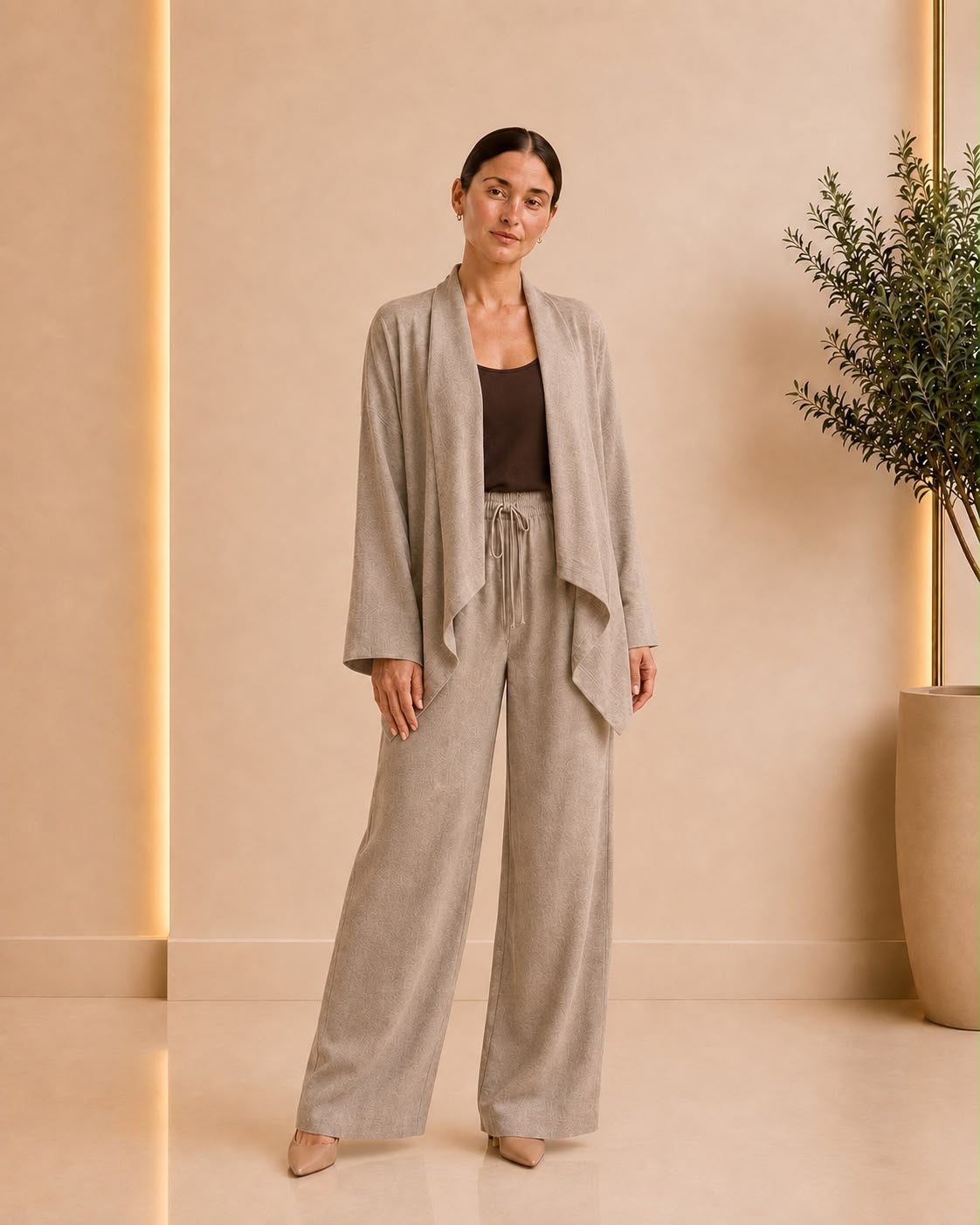 Taupe Jacquard Flow Set