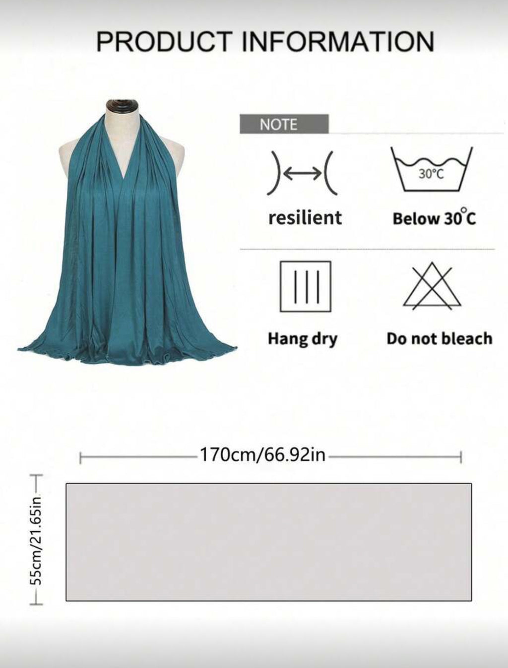 Teal Jersey Hijab product information