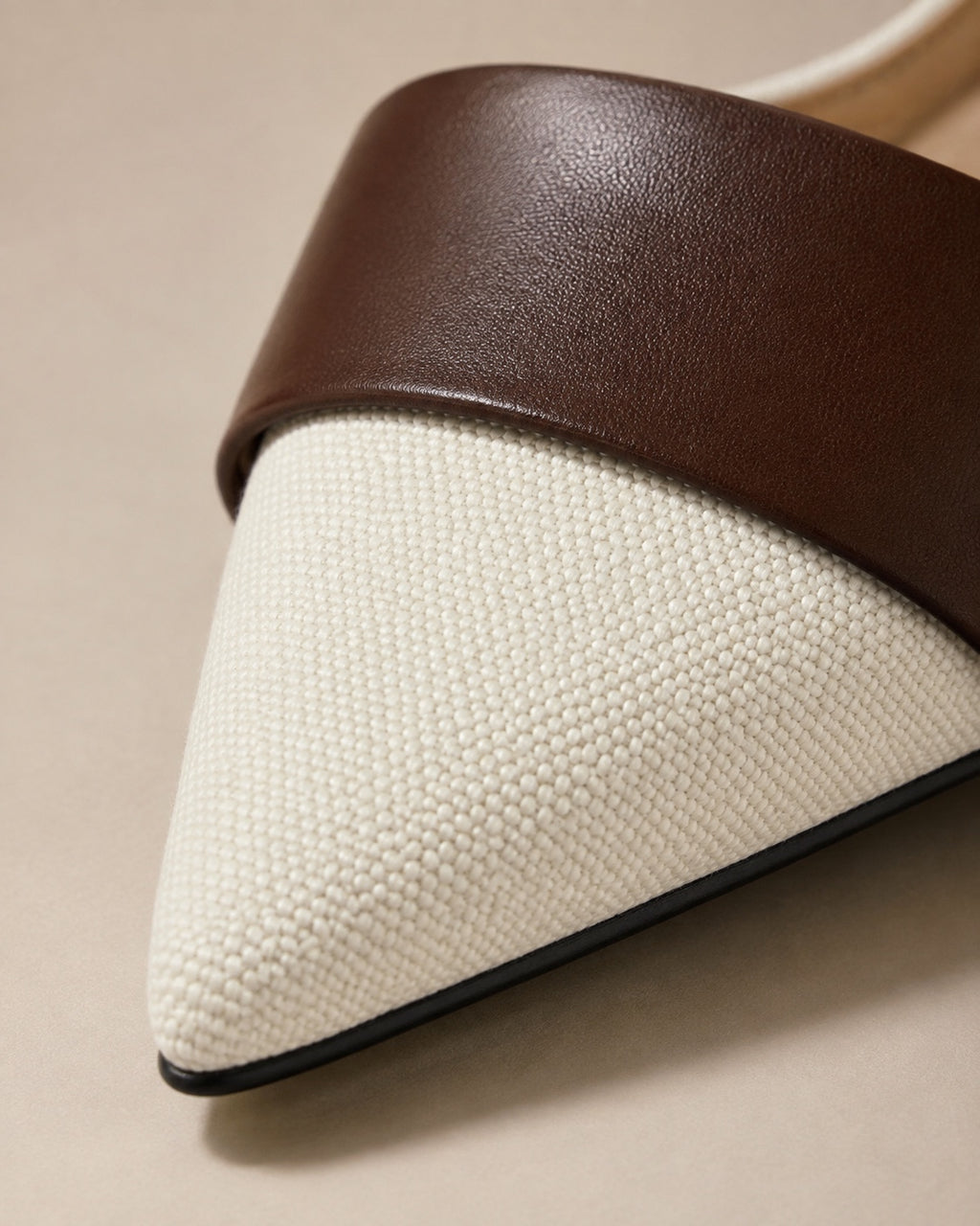 Two-tone canvas slingback heels - canvas texture detail