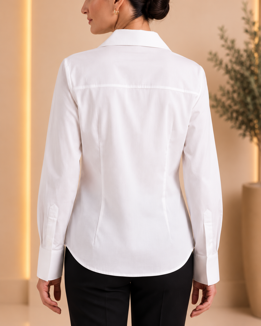 Back shaping seams and hem detail