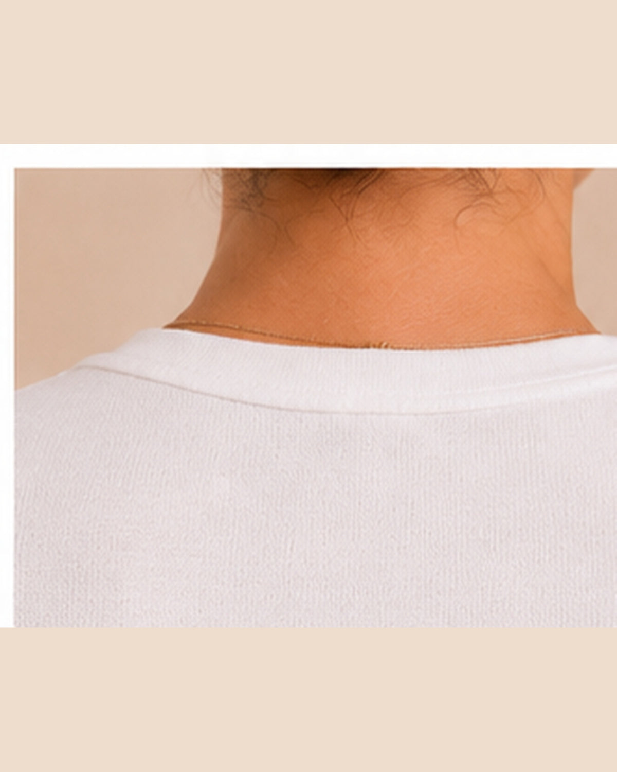 White T-shirt back neck seam detail