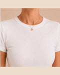White T-shirt crew neckline detail