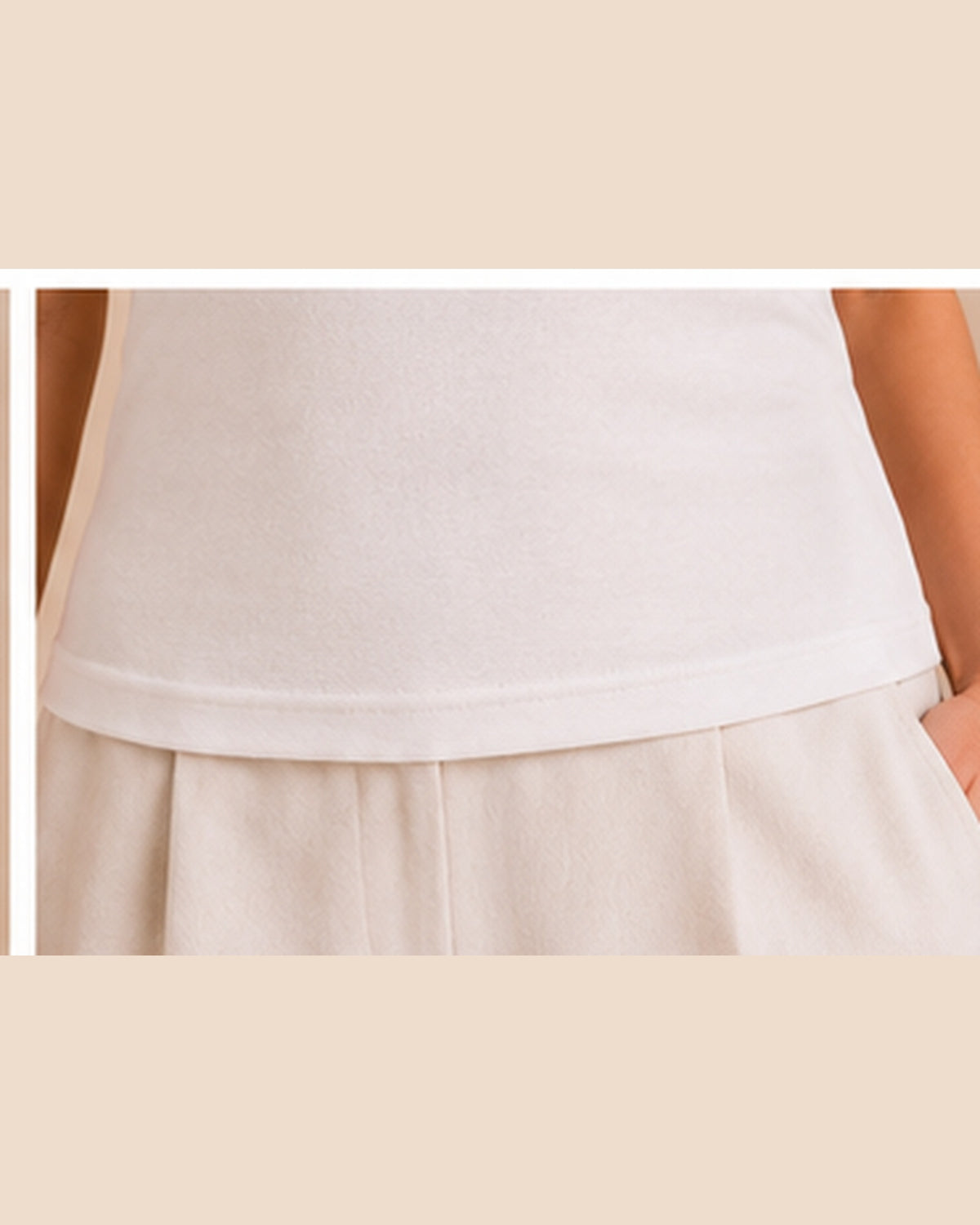 White T-shirt hemline detail