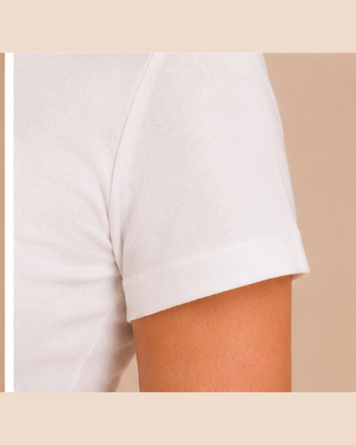 White T-shirt sleeve hem detail