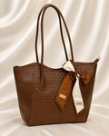 Woven brown scarf tote bag - main view